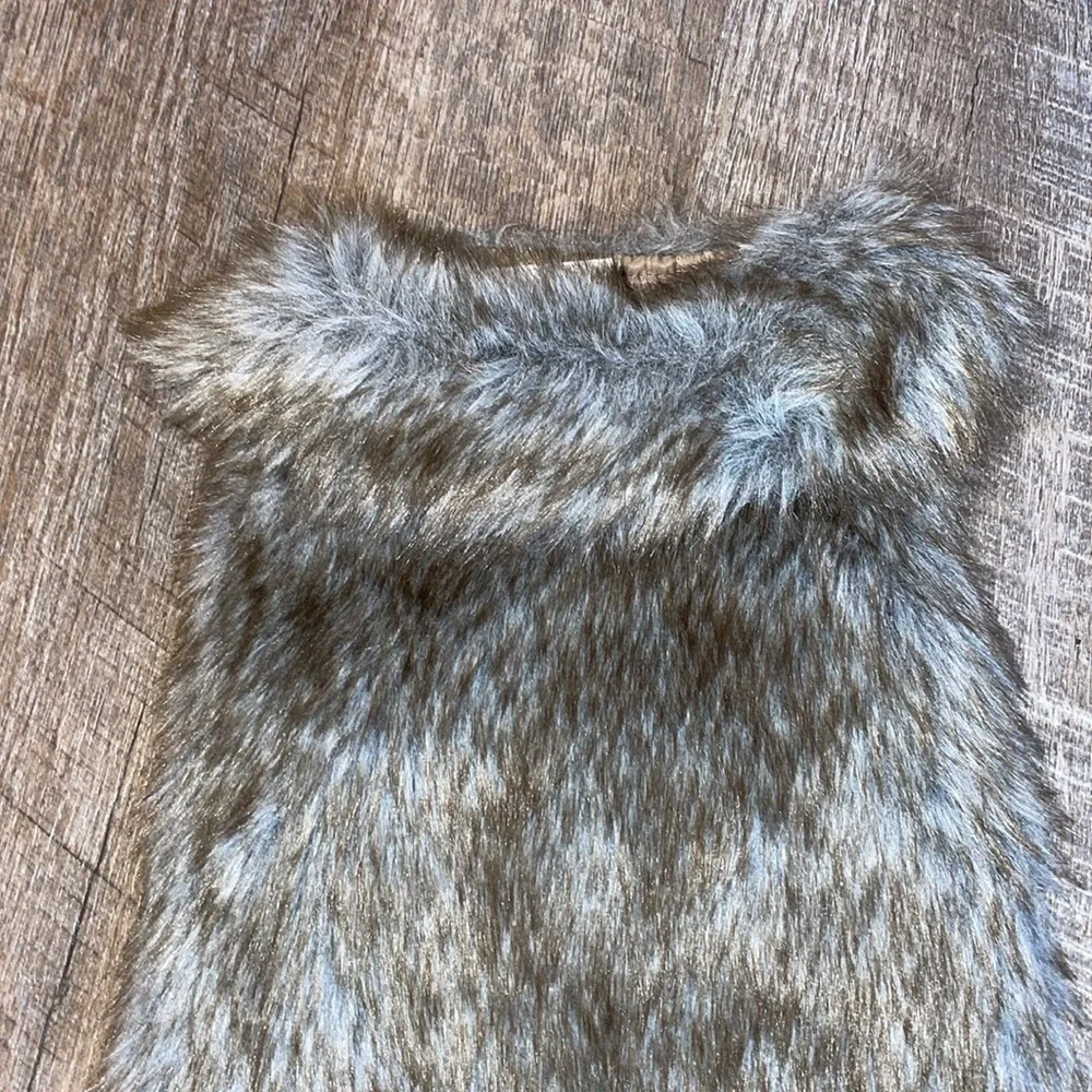 Faux Fur Pet Jacket with Collar Brown Gray size S